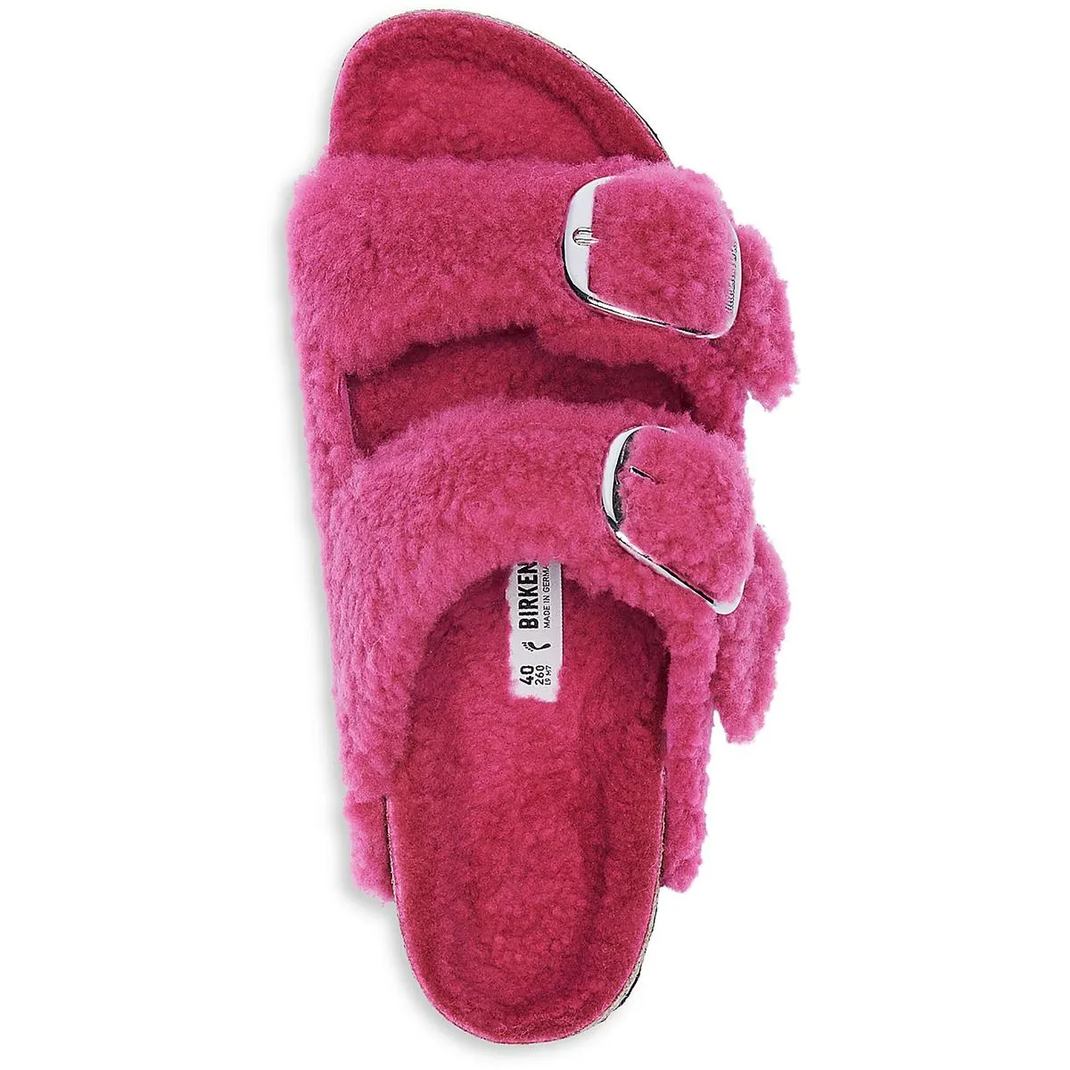 Arizona Big Buckle Teddy River Womens Shearling Footbed Slide Sandals