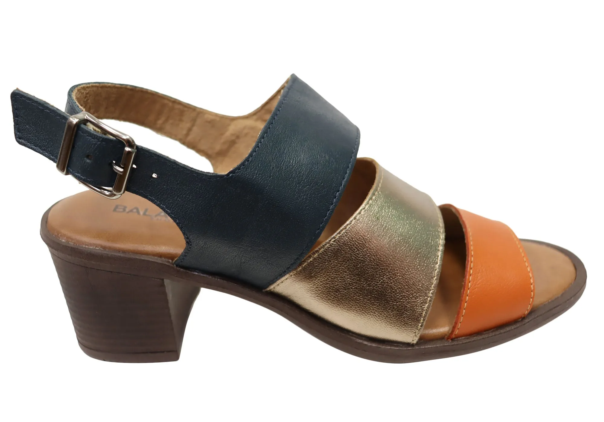 Balatore Carmen Womens Comfortable Brazilian Leather Mid Heel Sandals Balatore Shoes