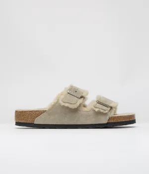 Birkenstock Arizona Shearling Sandals - Taupe Birkenstock Shoes