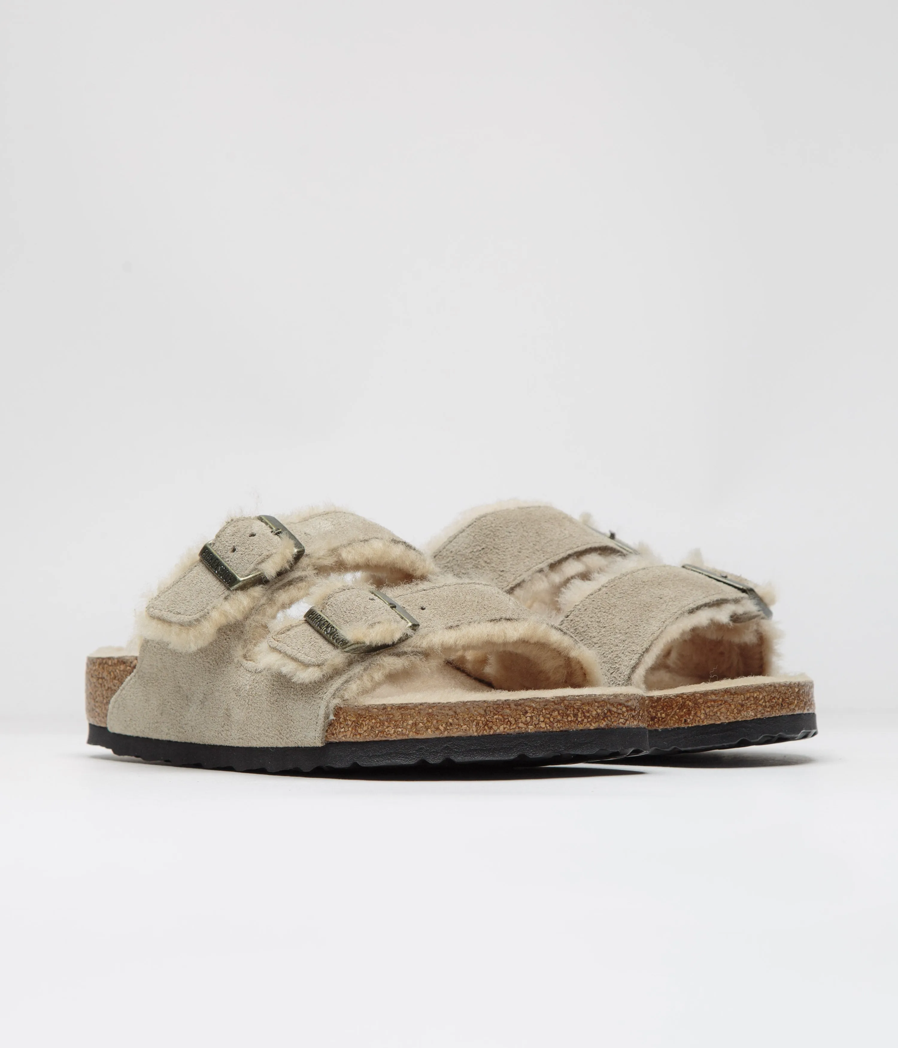 Birkenstock Arizona Shearling Sandals - Taupe Birkenstock Shoes