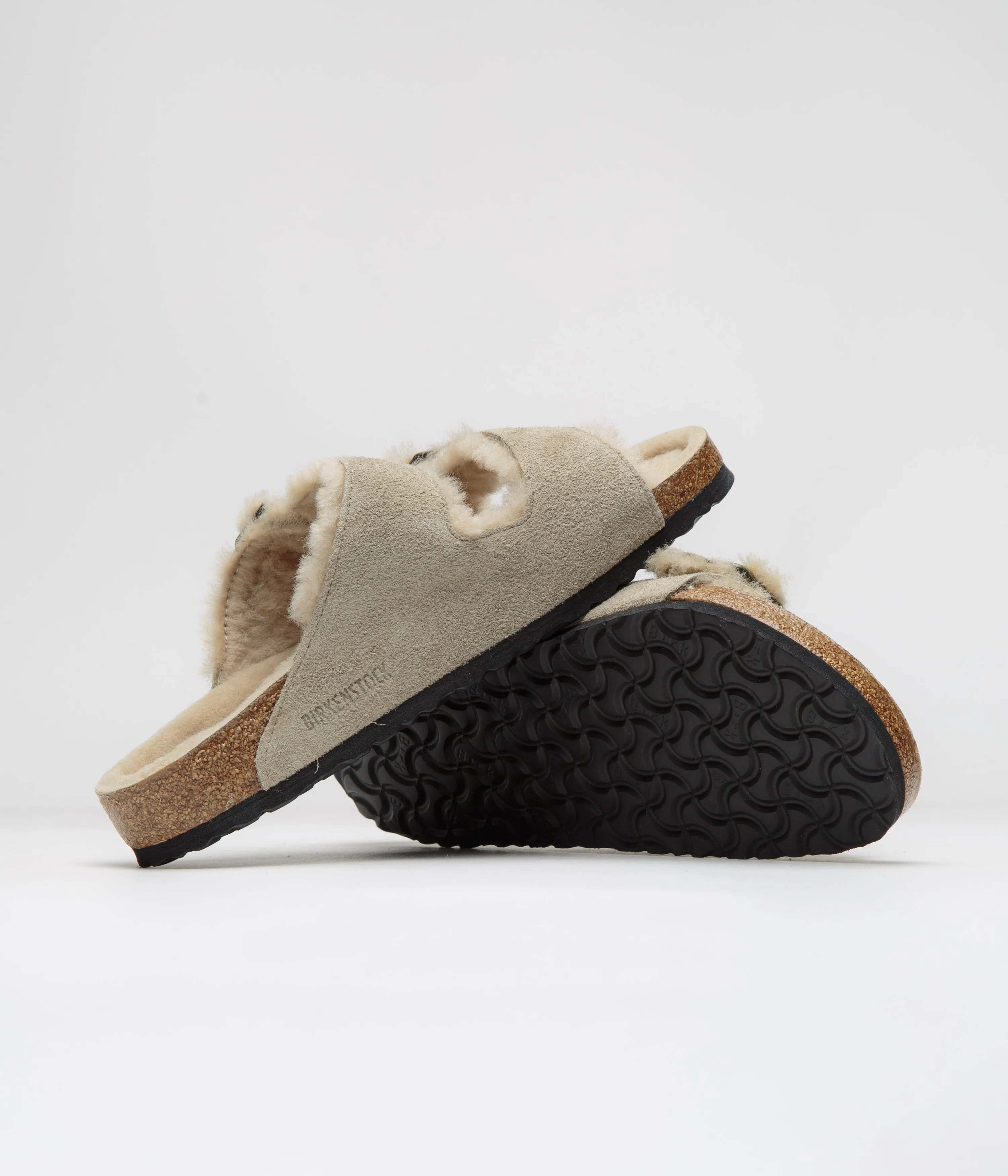 Birkenstock Arizona Shearling Sandals - Taupe Birkenstock Shoes
