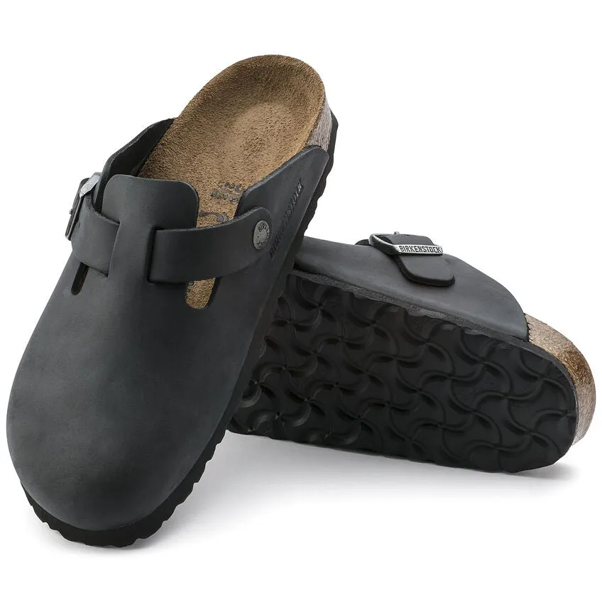 Birkenstock Shoes Boston Oiled Leather Black Regular