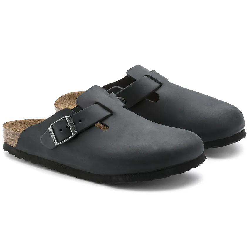 Birkenstock Shoes Boston Oiled Leather Black Regular