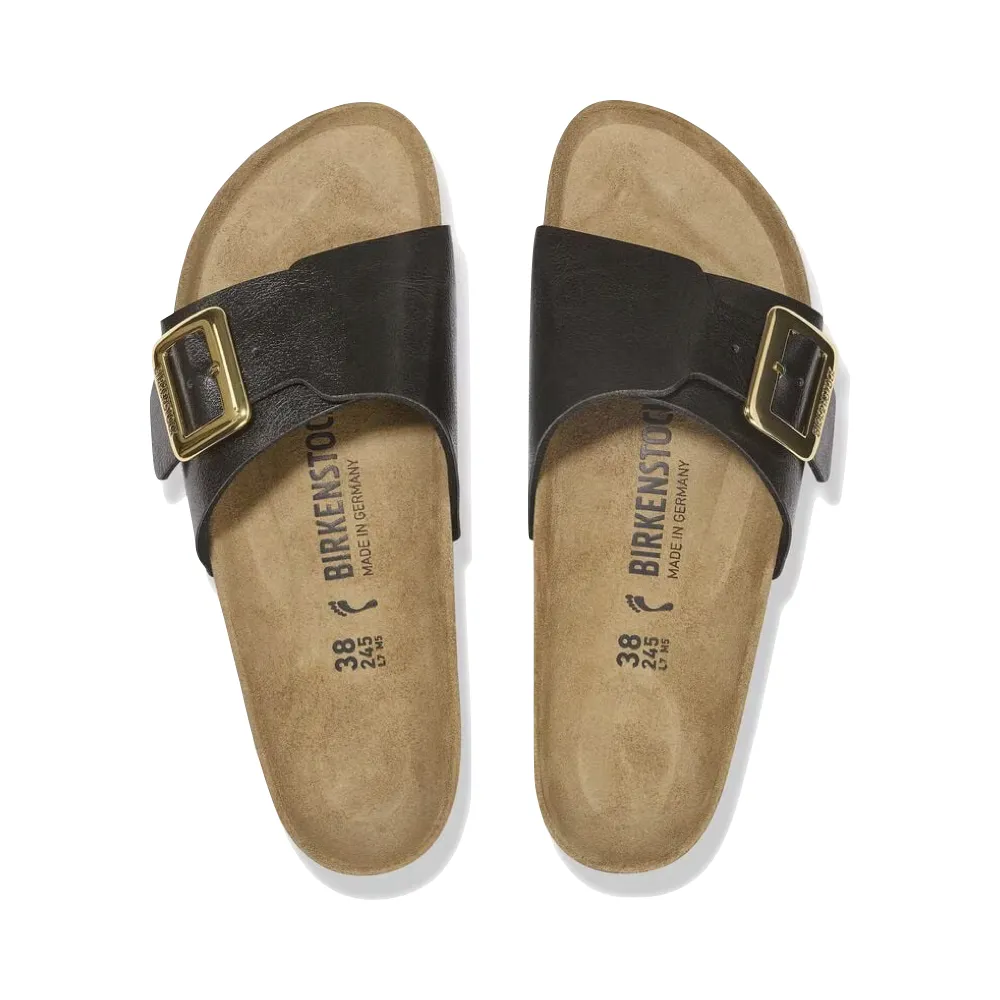 Birkenstock Women's Catalina Luxe Buckle Birko-Flor Sandal in Graceful Licorice