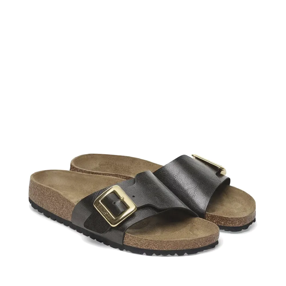 Birkenstock Women's Catalina Luxe Buckle Birko-Flor Sandal in Graceful Licorice