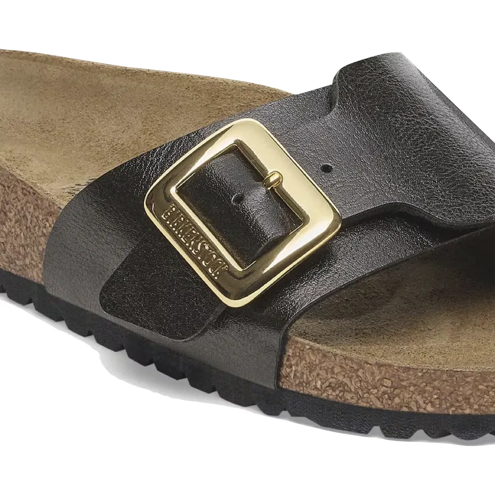 Birkenstock Women's Catalina Luxe Buckle Birko-Flor Sandal in Graceful Licorice