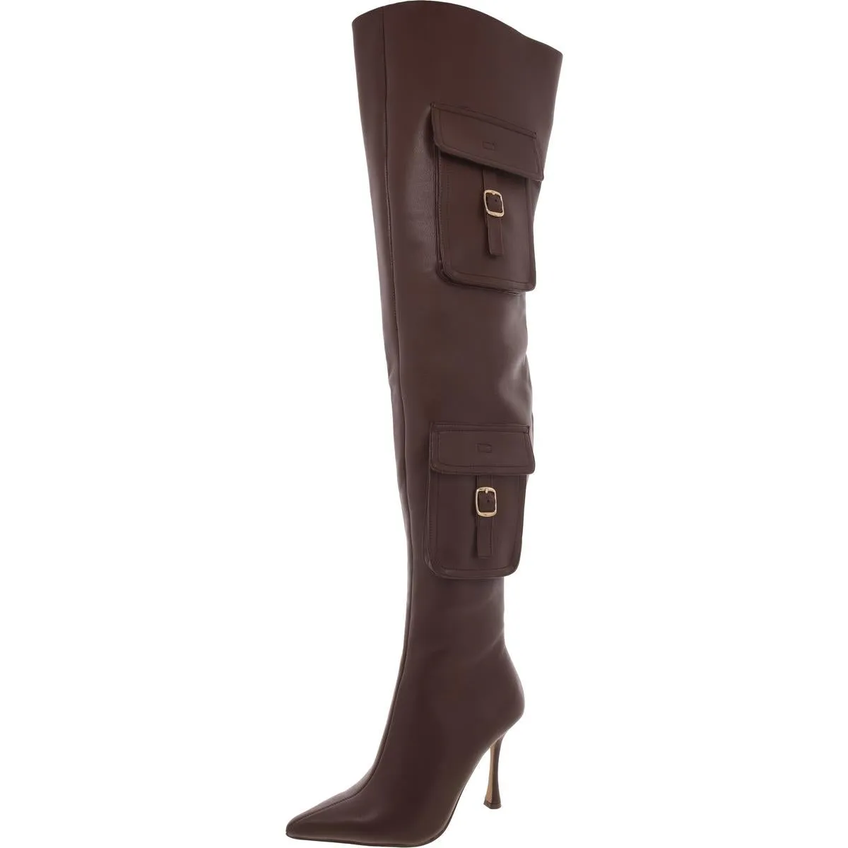 Brittany Womens Buckle Pumps Thigh-High Boots