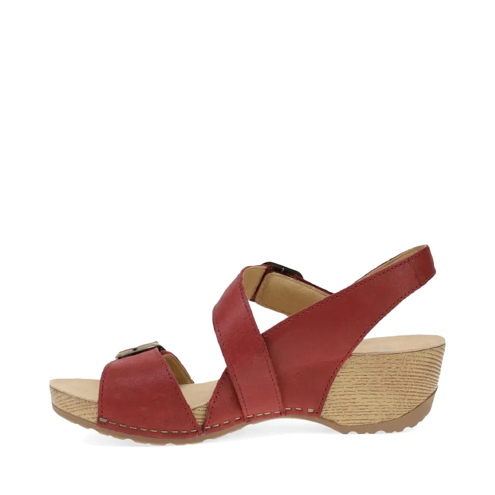 Dansko Women's Trinity Heeled Sandal in Cayenne Burnished Nubuck