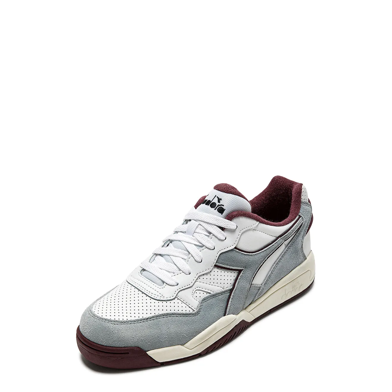 Diadora Womens Winner SL Trainer Moon Rock / Malaga Red Shoes Diadora