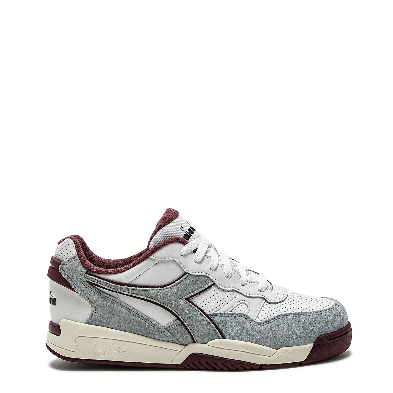 Diadora Womens Winner SL Trainer Moon Rock / Malaga Red Shoes Diadora