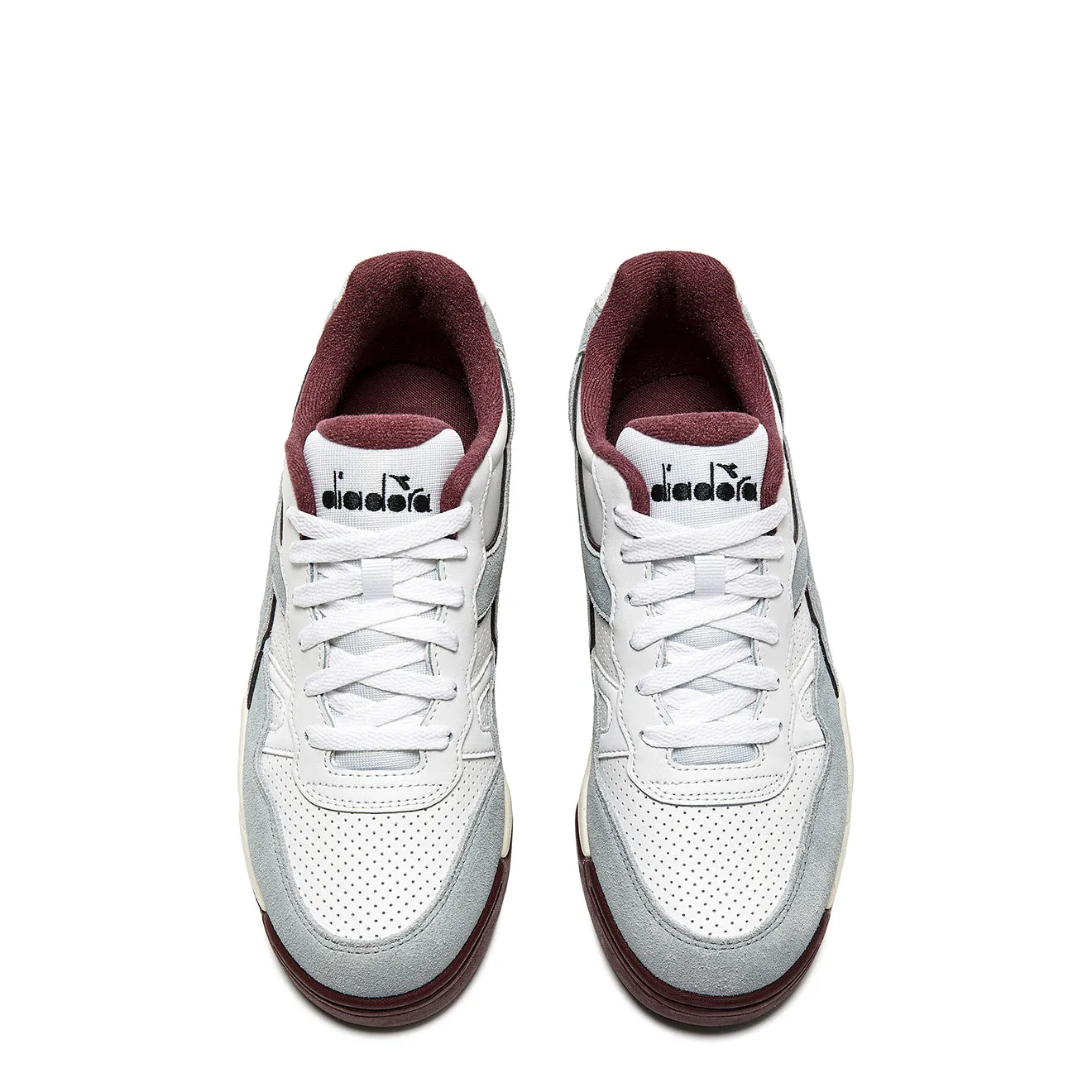 Diadora Womens Winner SL Trainer Moon Rock / Malaga Red Shoes Diadora
