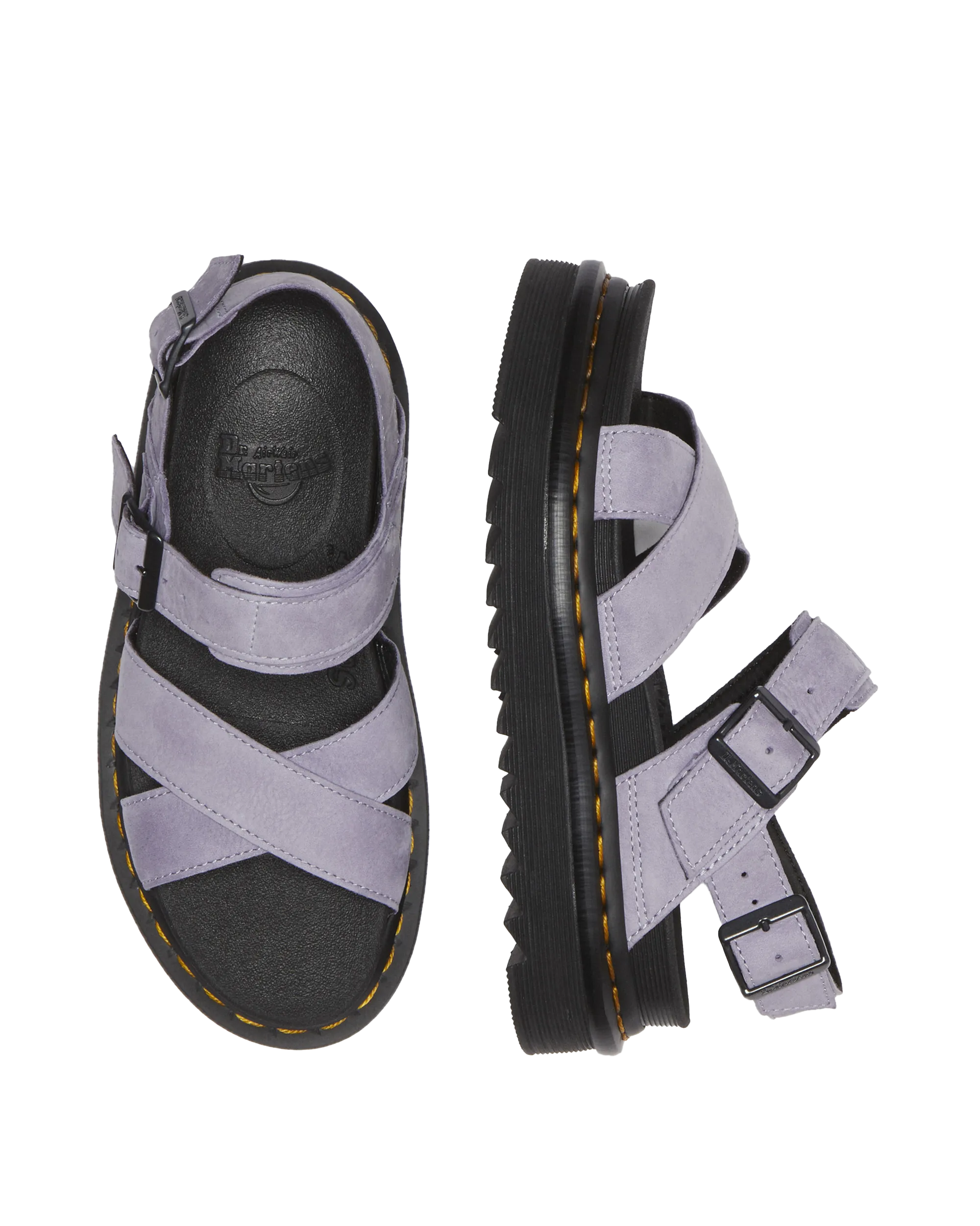 Dr Martens Shoes Voss II Buttersoft Leather Strap Sandals in Frosted Lavender