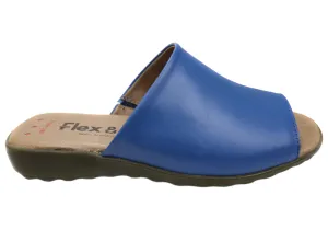 Flex & Go Host Womens Comfort Leather Slides Sandals Made In Portugal Flex & Go Shoes