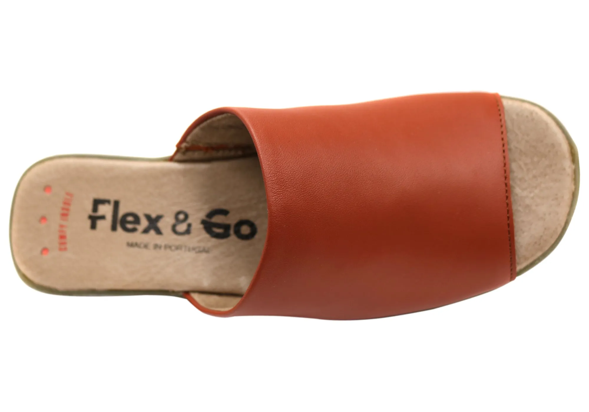 Flex & Go Host Womens Comfort Leather Slides Sandals Made In Portugal Flex & Go Shoes