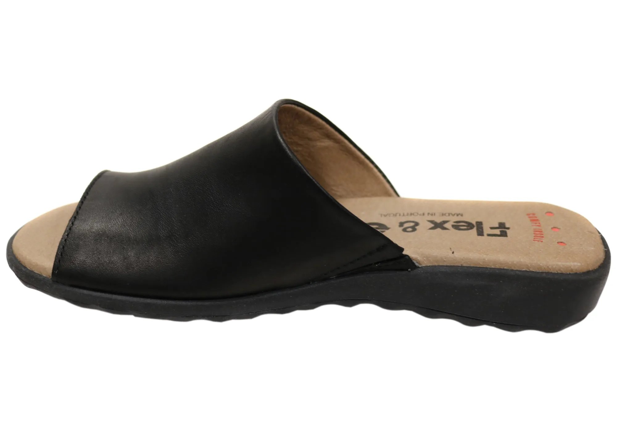 Flex & Go Host Womens Comfort Leather Slides Sandals Made In Portugal Flex & Go Shoes
