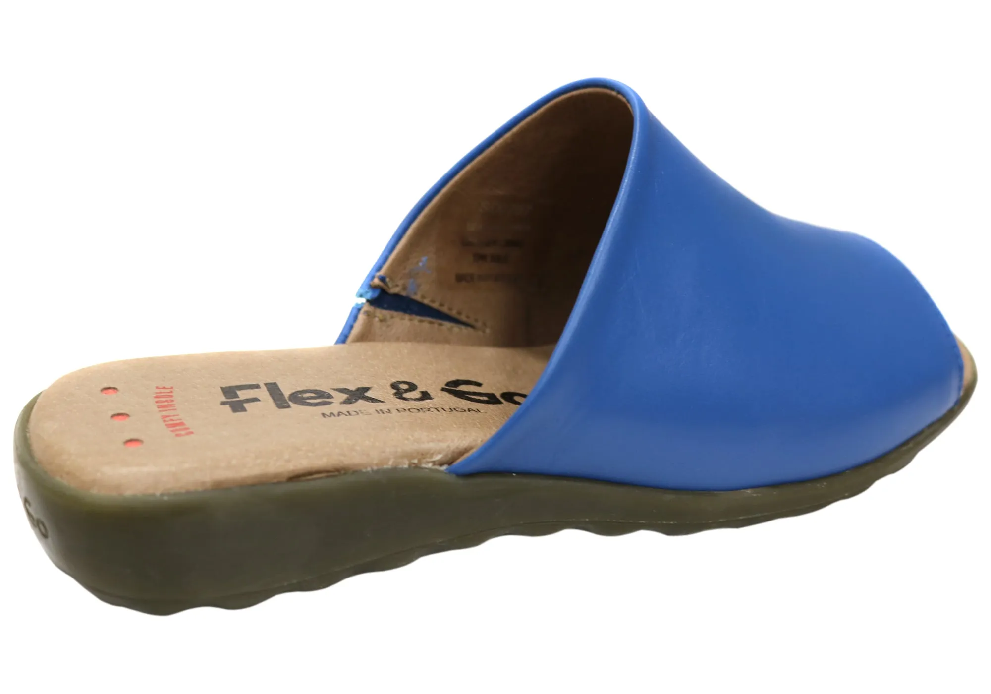 Flex & Go Host Womens Comfort Leather Slides Sandals Made In Portugal Flex & Go Shoes