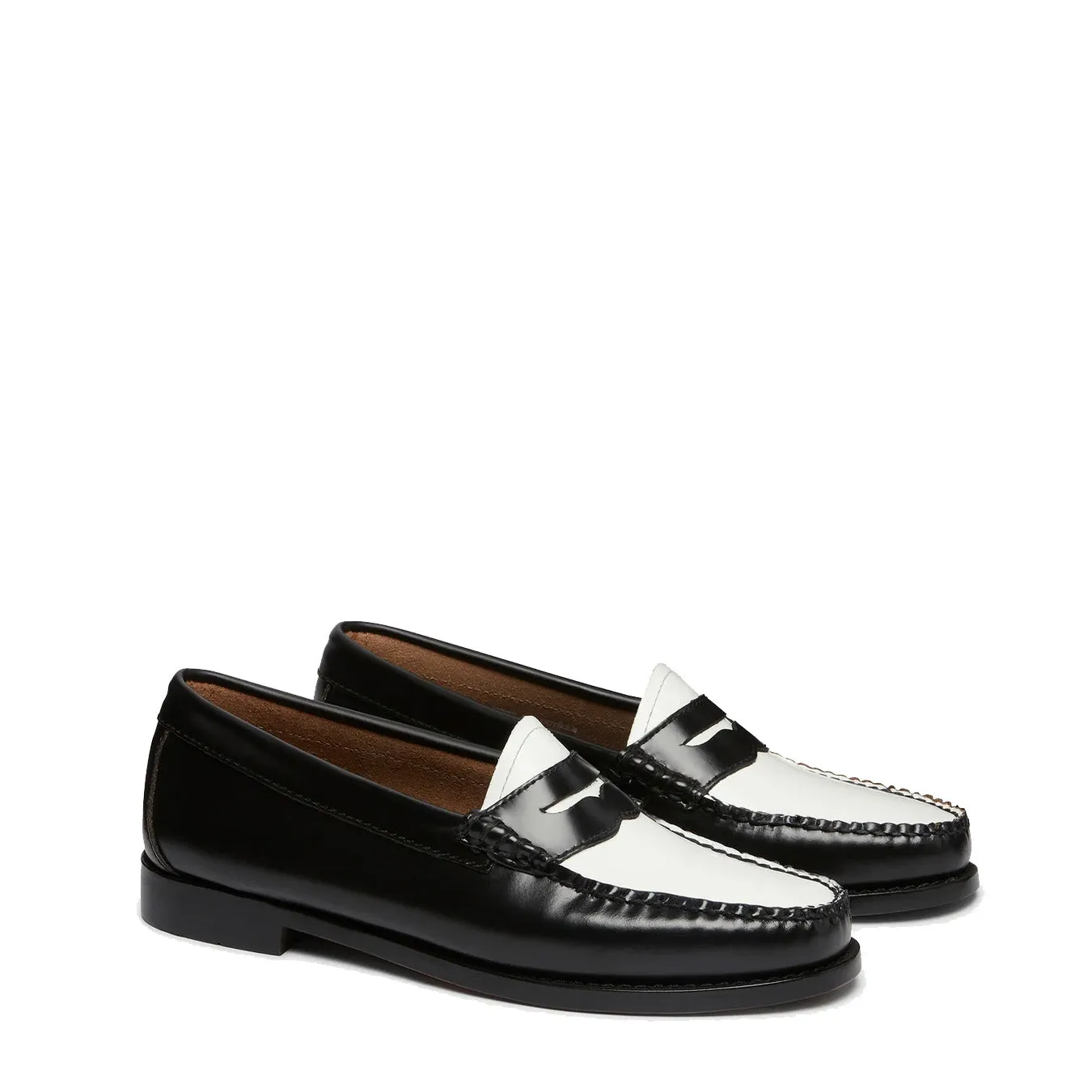 G.H.Bass Womens Bass Weejun Penny Loafer Black & White Leather G.H.Bass Shoes