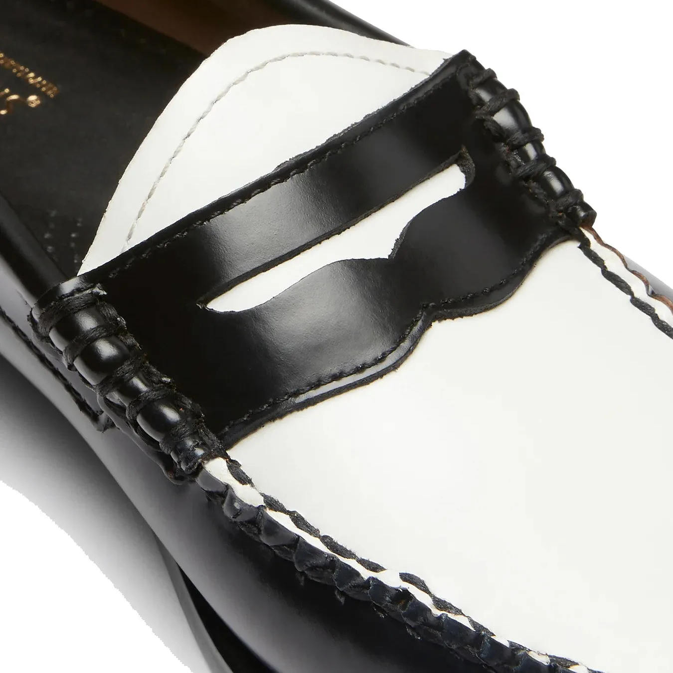 G.H.Bass Womens Bass Weejun Penny Loafer Black & White Leather G.H.Bass Shoes