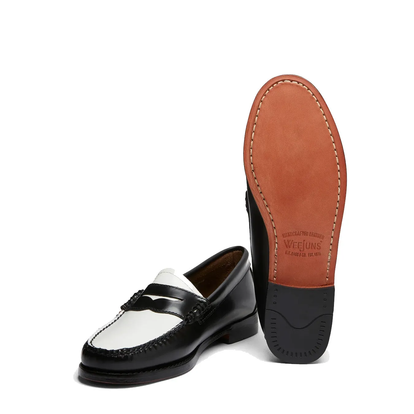 G.H.Bass Womens Bass Weejun Penny Loafer Black & White Leather G.H.Bass Shoes