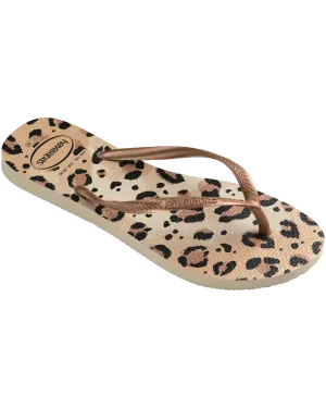 Havaianas Shoes Slim Animals Flip Flops in Beige & Beige