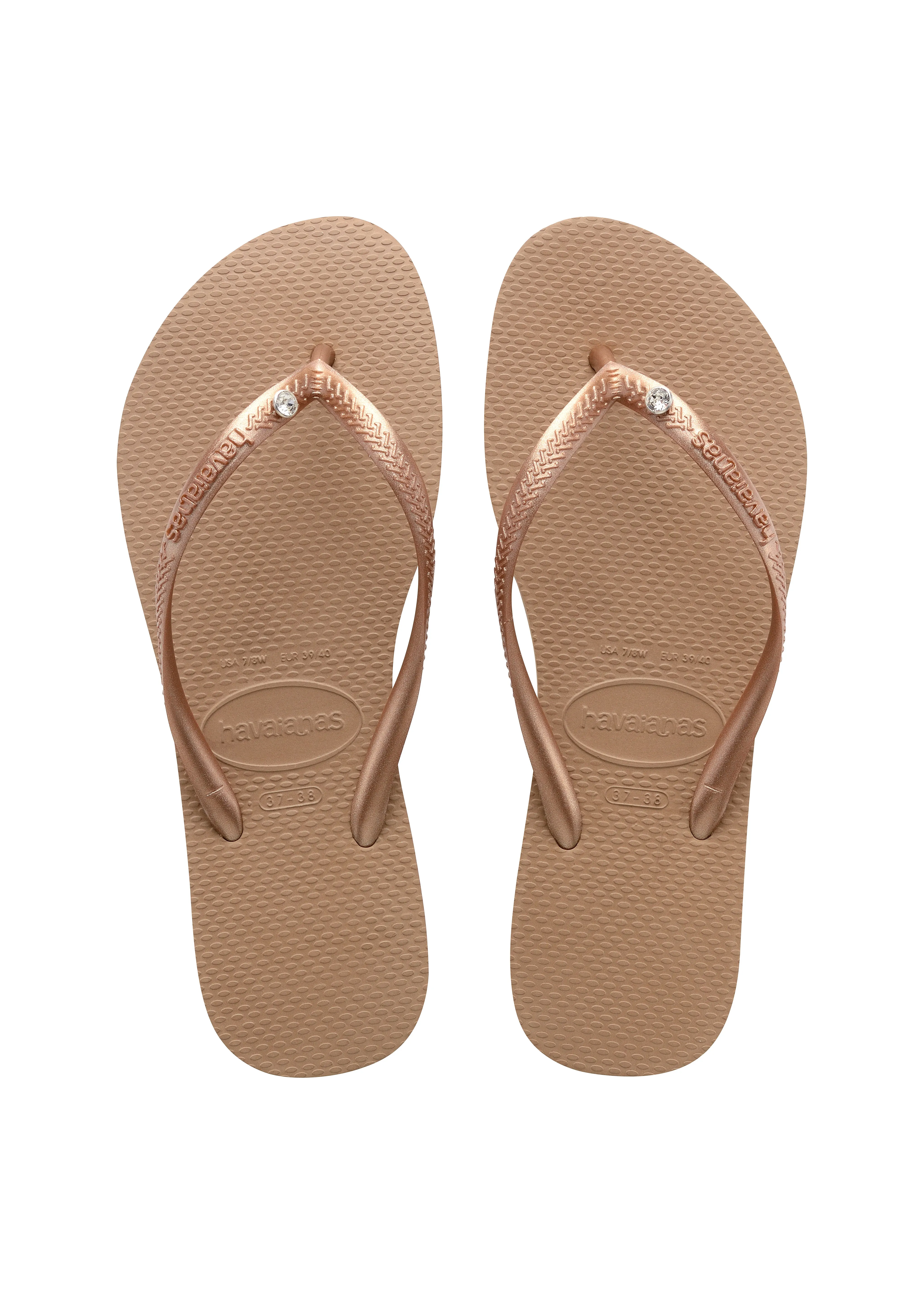 Havaianas Shoes Slim Crystal SW II Flip Flops in Rose Gold
