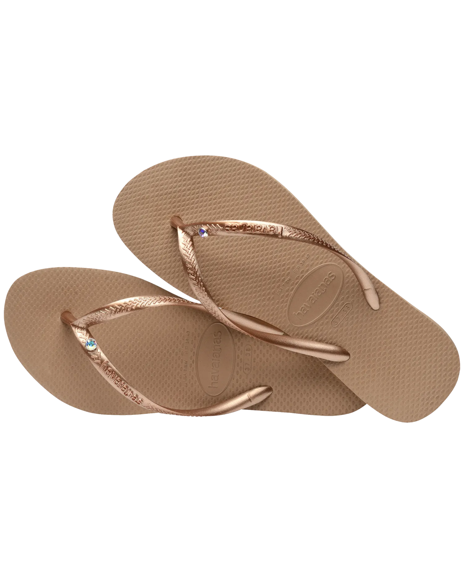 Havaianas Shoes Slim Crystal SW II Flip Flops in Rose Gold