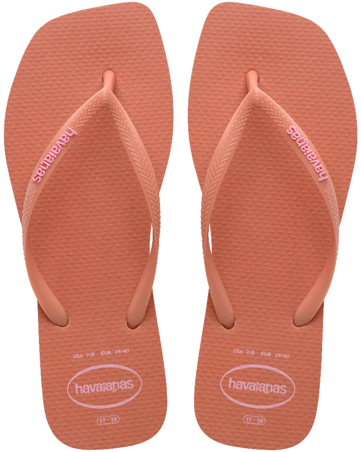 Havaianas Shoes Slim Square Logo Pop Up Flip Flops in Pink Clay