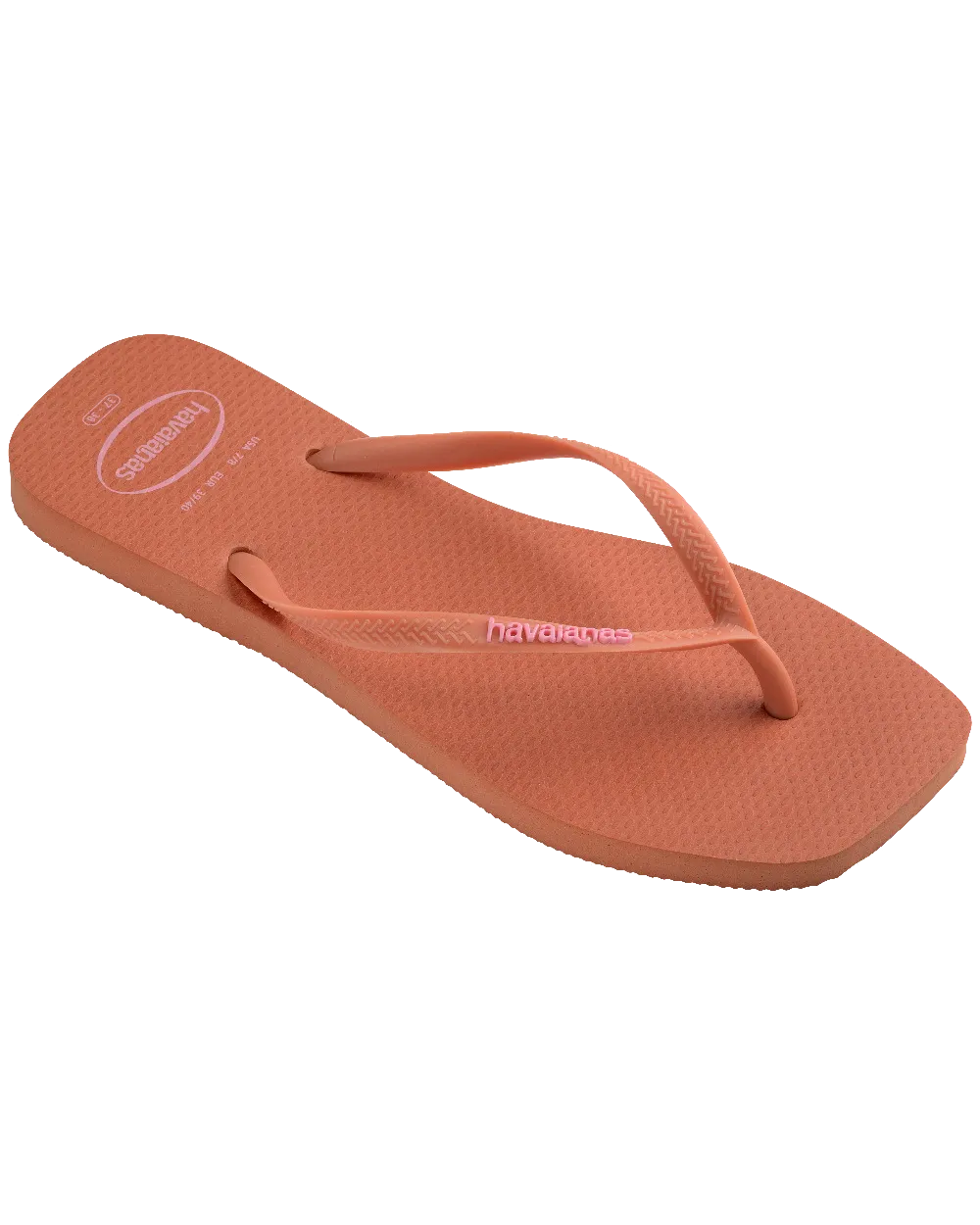 Havaianas Shoes Slim Square Logo Pop Up Flip Flops in Pink Clay