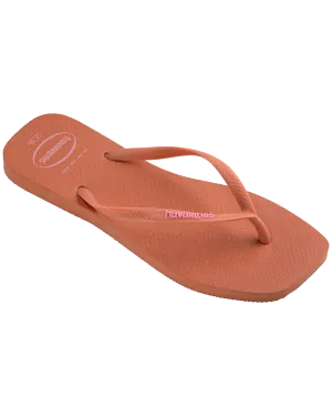 Havaianas Shoes Slim Square Logo Pop Up Flip Flops in Pink Clay