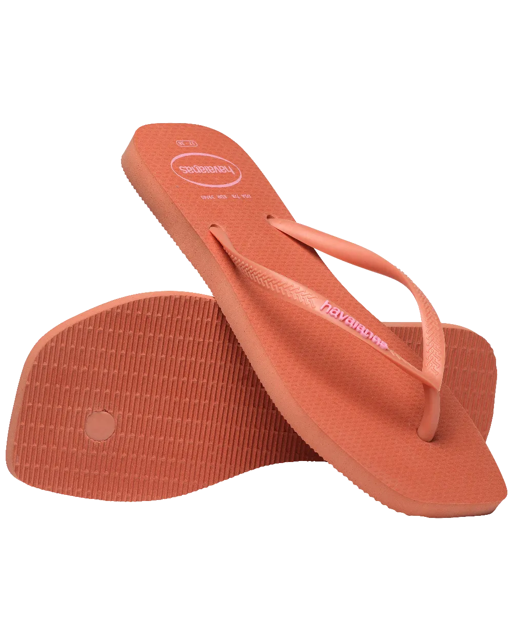 Havaianas Shoes Slim Square Logo Pop Up Flip Flops in Pink Clay