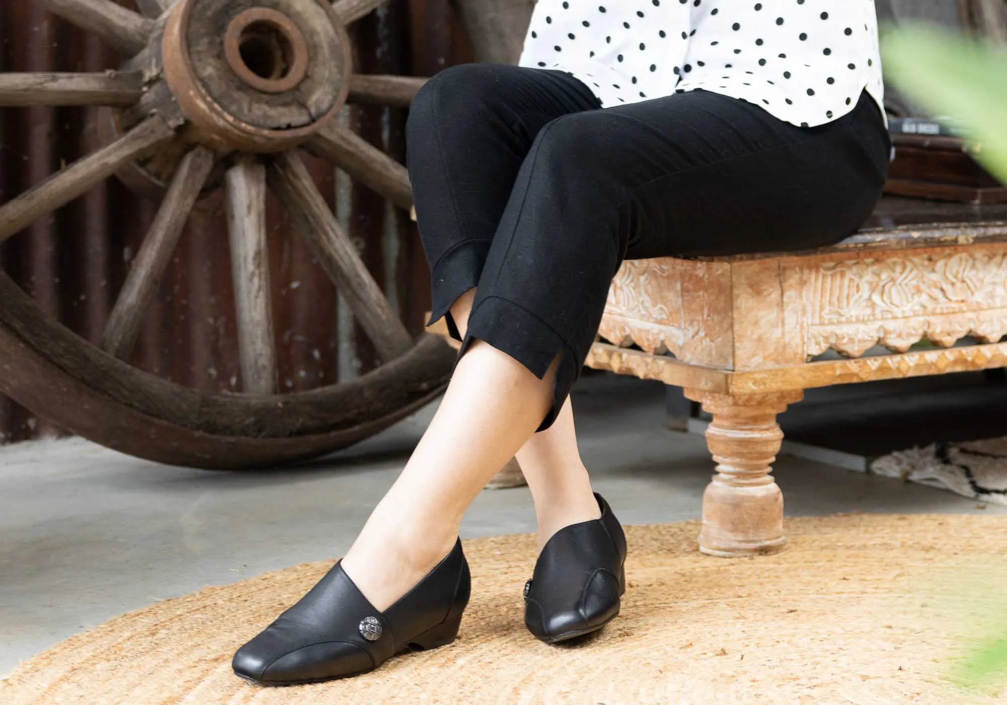 Homyped Thandi Stretch Womens Comfortable Leather Low Heel Shoes Homyped Shoes