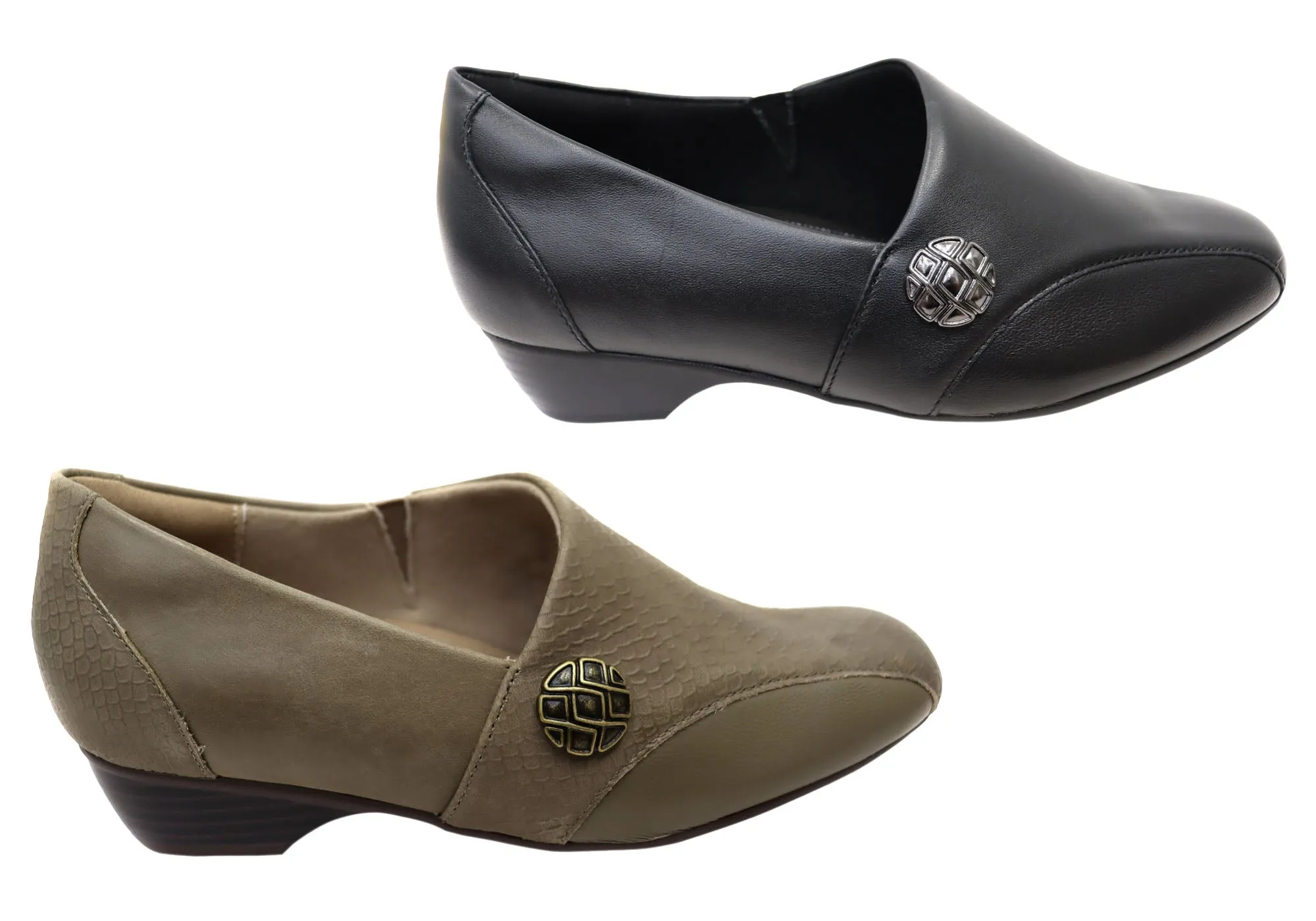 Homyped Thandi Stretch Womens Comfortable Leather Low Heel Shoes Homyped Shoes