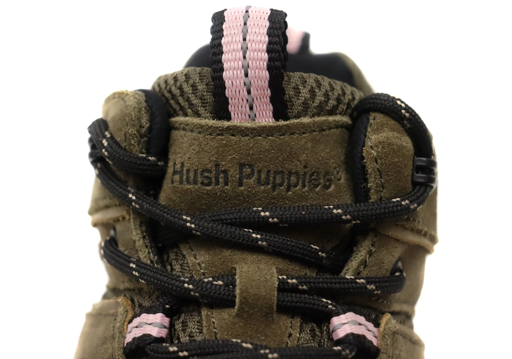 Hush Puppies Kanya Womens Olive Comfortable Leather Lace Up Boots Hush Puppies Shoes