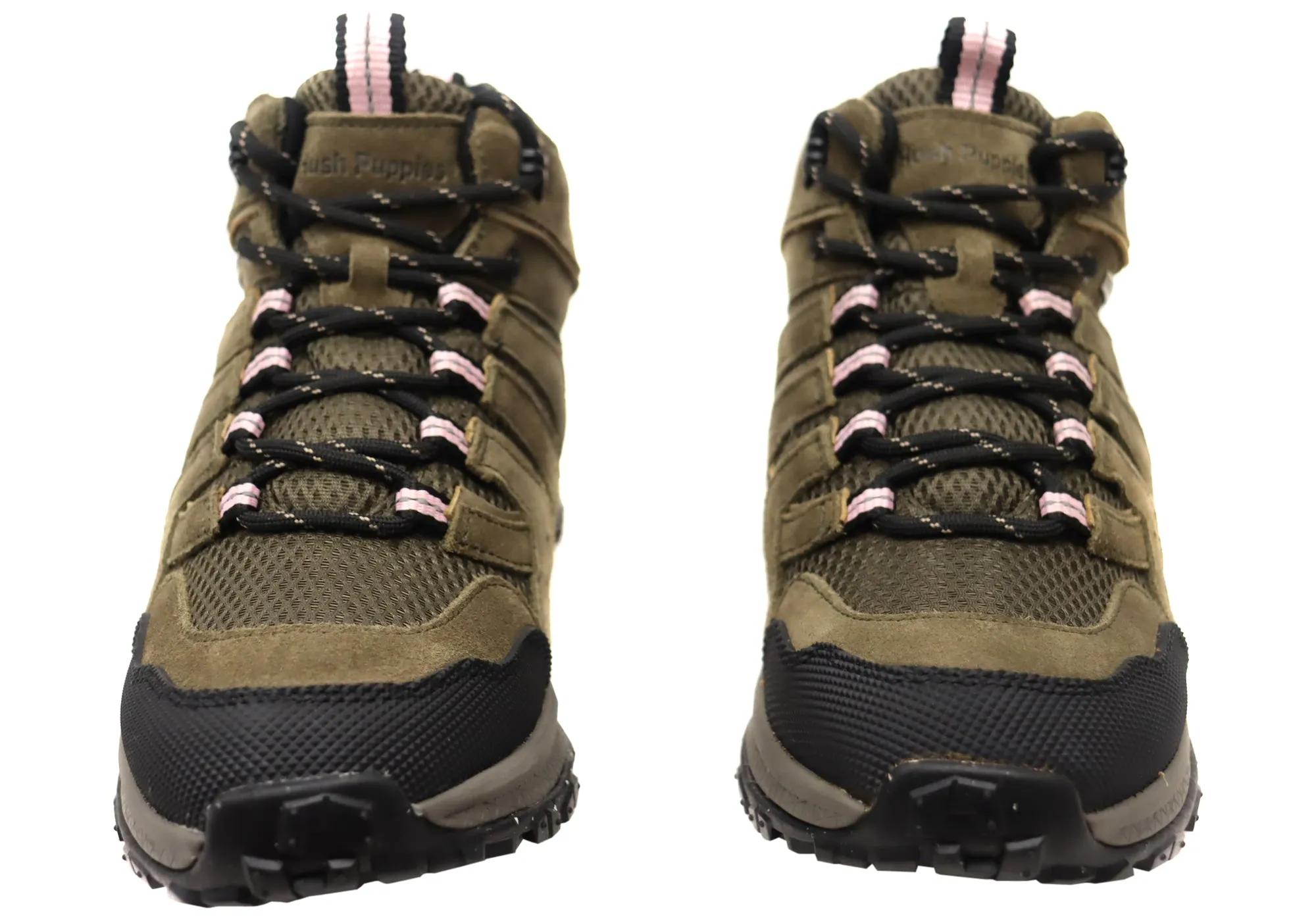 Hush Puppies Kanya Womens Olive Comfortable Leather Lace Up Boots Hush Puppies Shoes