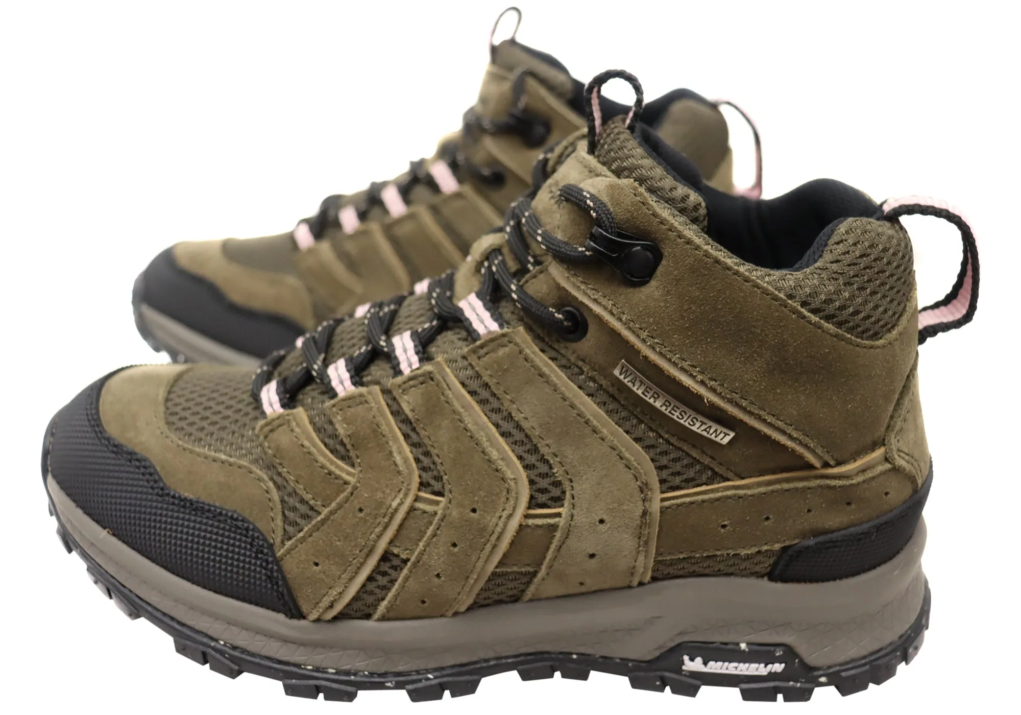 Hush Puppies Kanya Womens Olive Comfortable Leather Lace Up Boots Hush Puppies Shoes