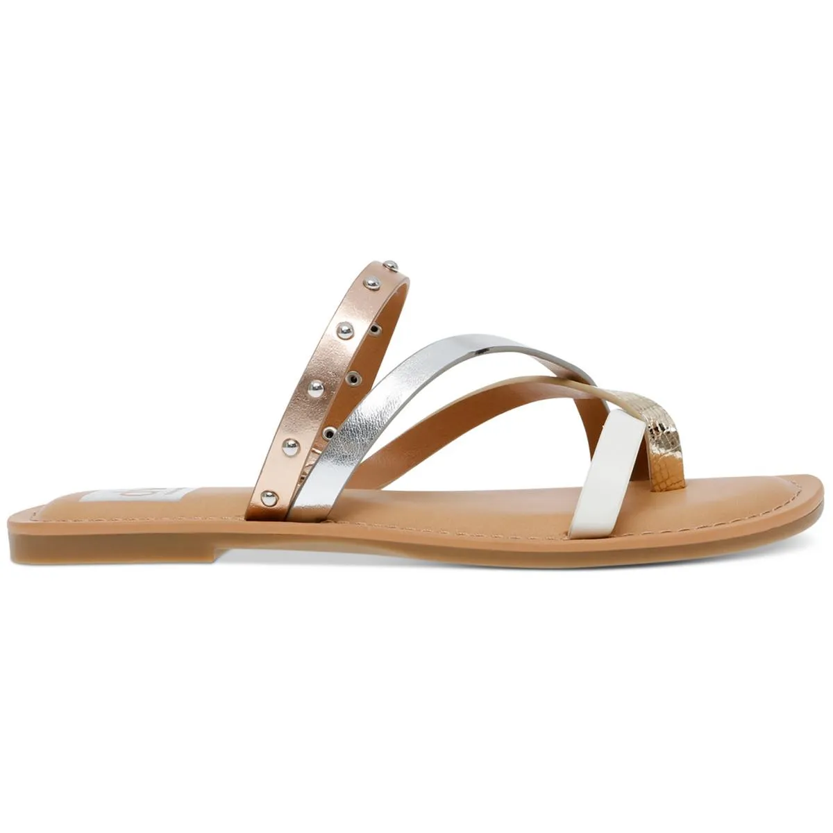 Jessa Womens Faux Leather Studded Slide Sandals