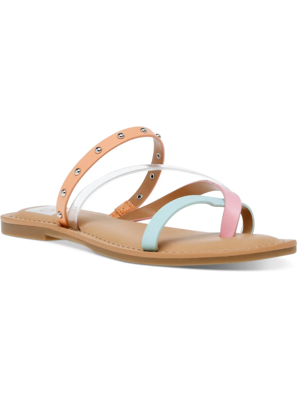 Jessa Womens Faux Leather Studded Slide Sandals
