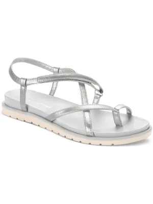 Juune Womens Faux Leather Toe-Post Slingback Sandals