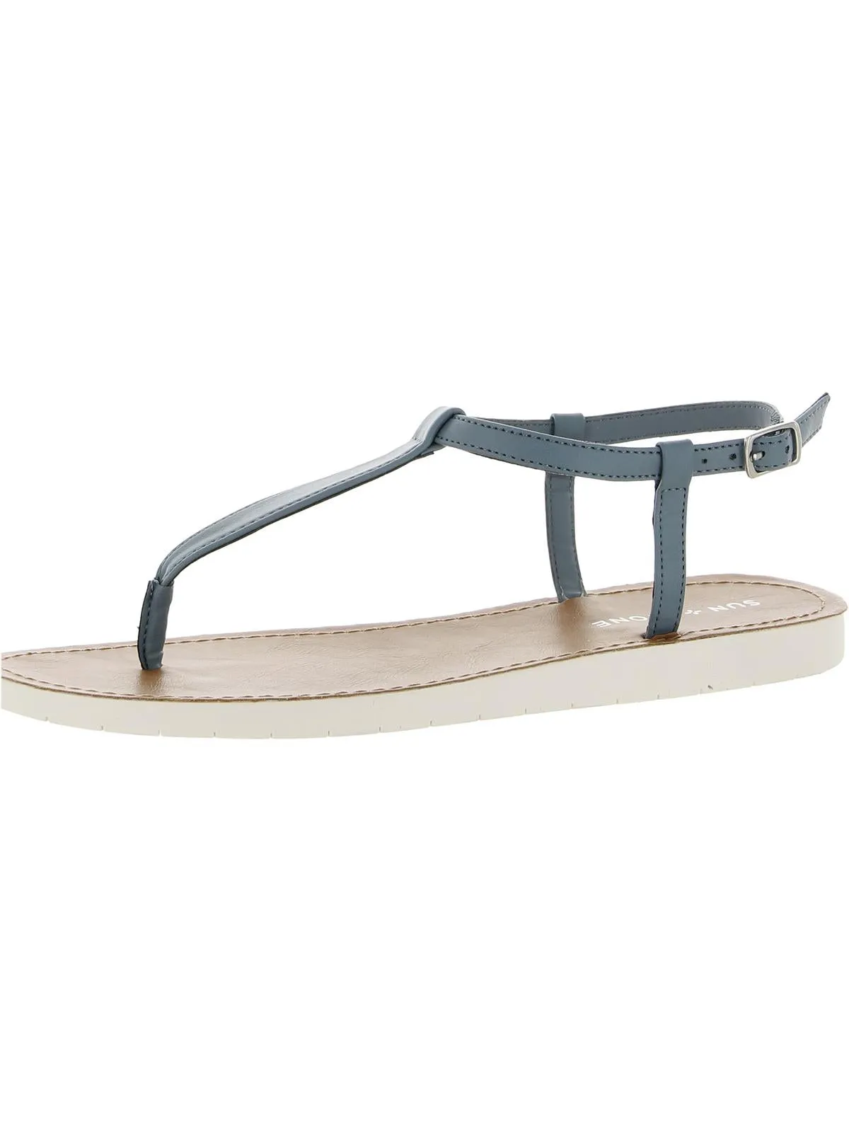 Kristi Womens Faux Leather Slingback Flat Sandals
