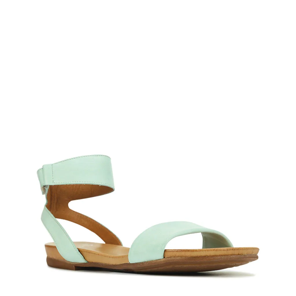 LAUREN LEATHER ANKLE STRAP SANDALS
