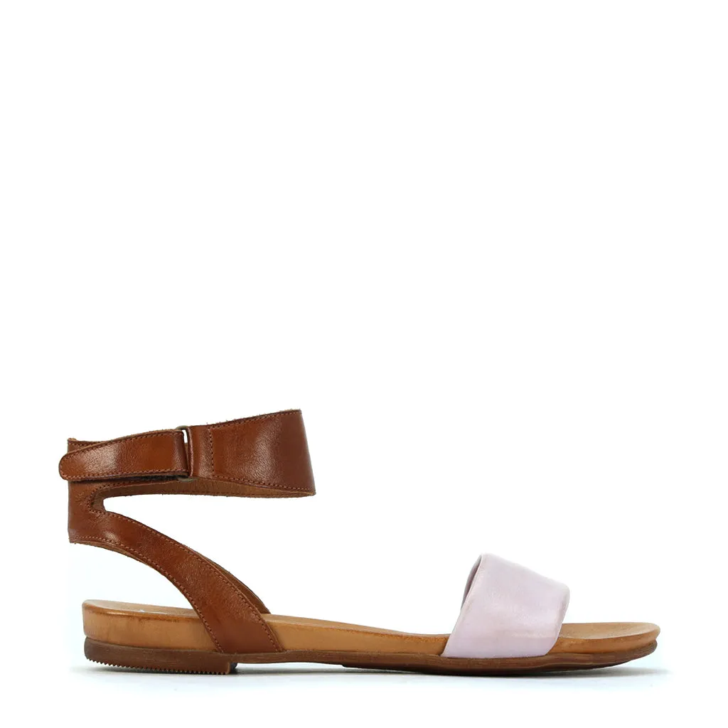 LAUREN LEATHER ANKLE STRAP SANDALS