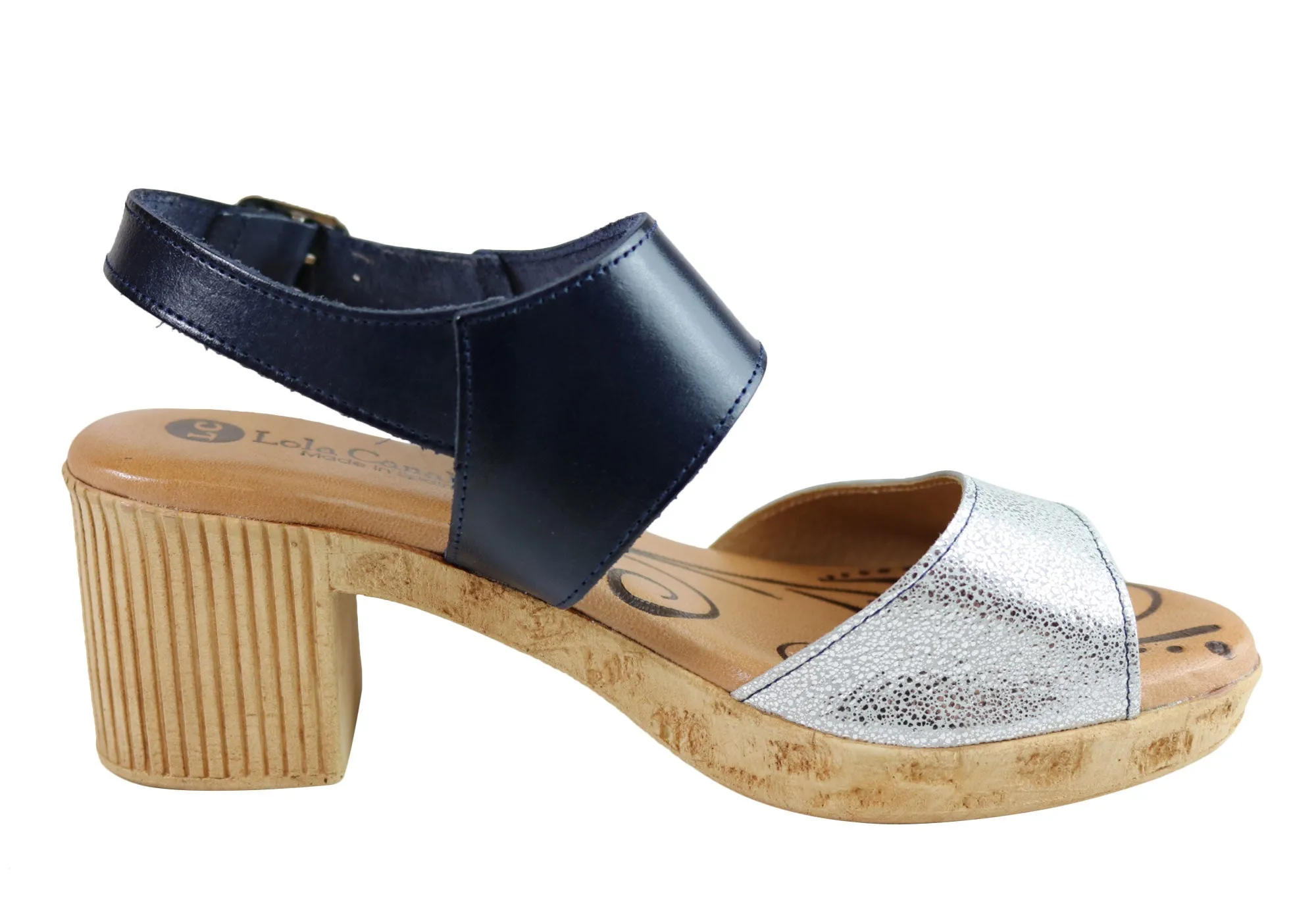 Lola Canales Mia Womens Comfort Leather Mid Heel Sandals Made In Spain Lola Canales Shoes