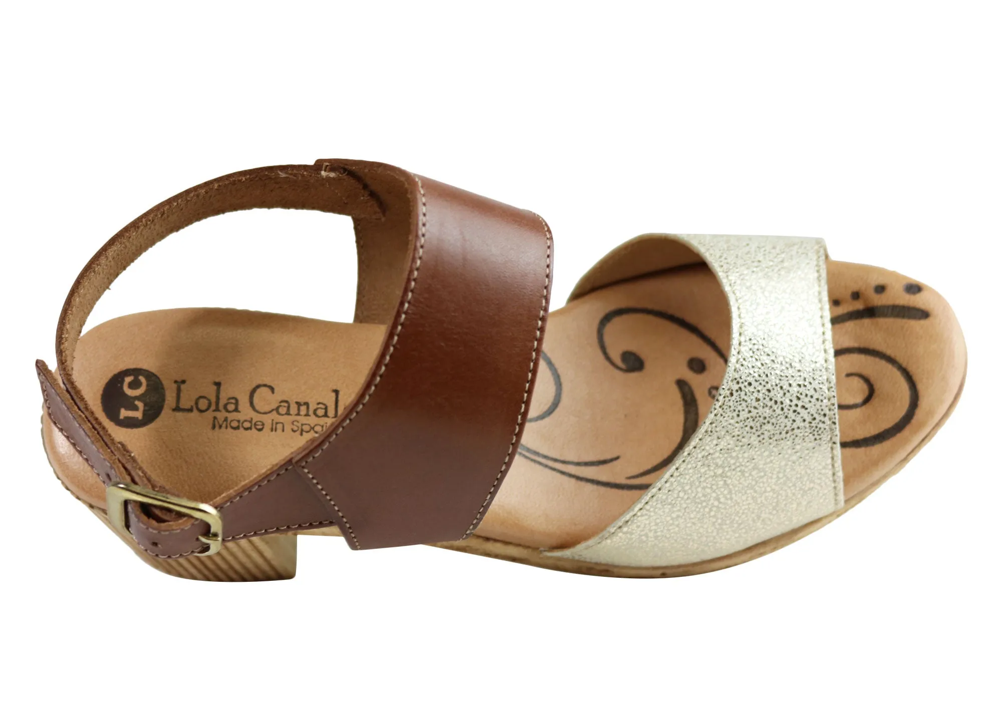 Lola Canales Mia Womens Comfort Leather Mid Heel Sandals Made In Spain Lola Canales Shoes