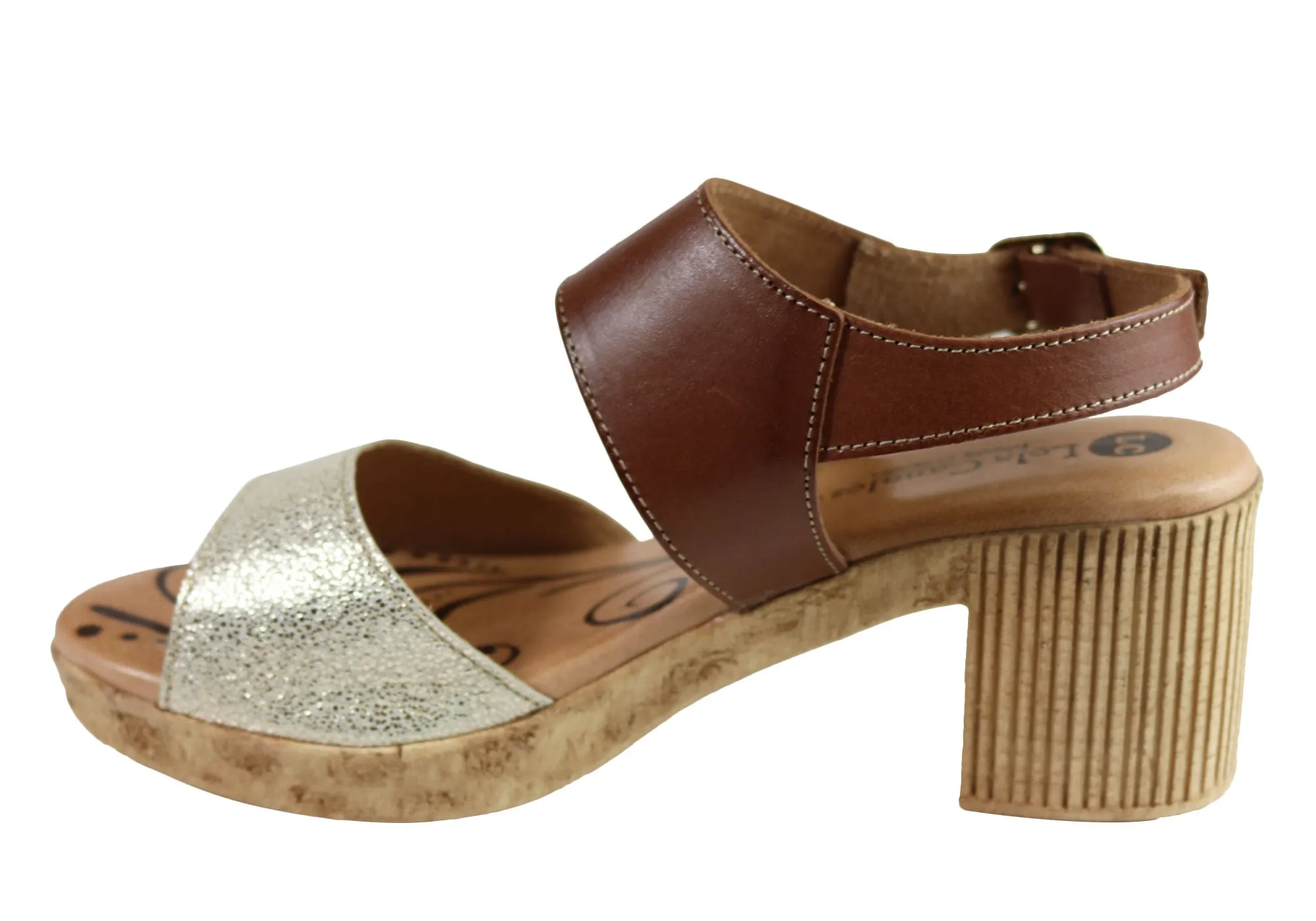 Lola Canales Mia Womens Comfort Leather Mid Heel Sandals Made In Spain Lola Canales Shoes