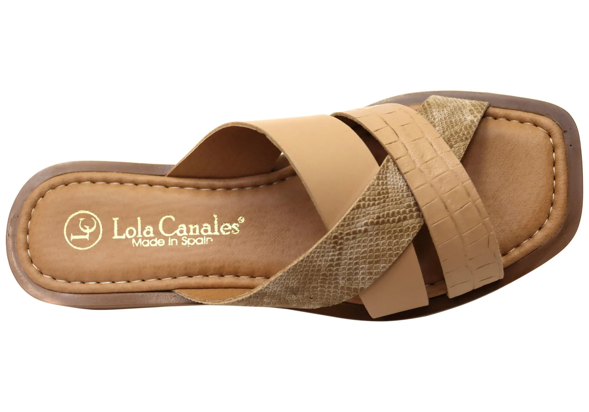 Lola Canales Nelli Womens Comfort Leather Slides Sandals Made In Spain Lola Canales Shoes