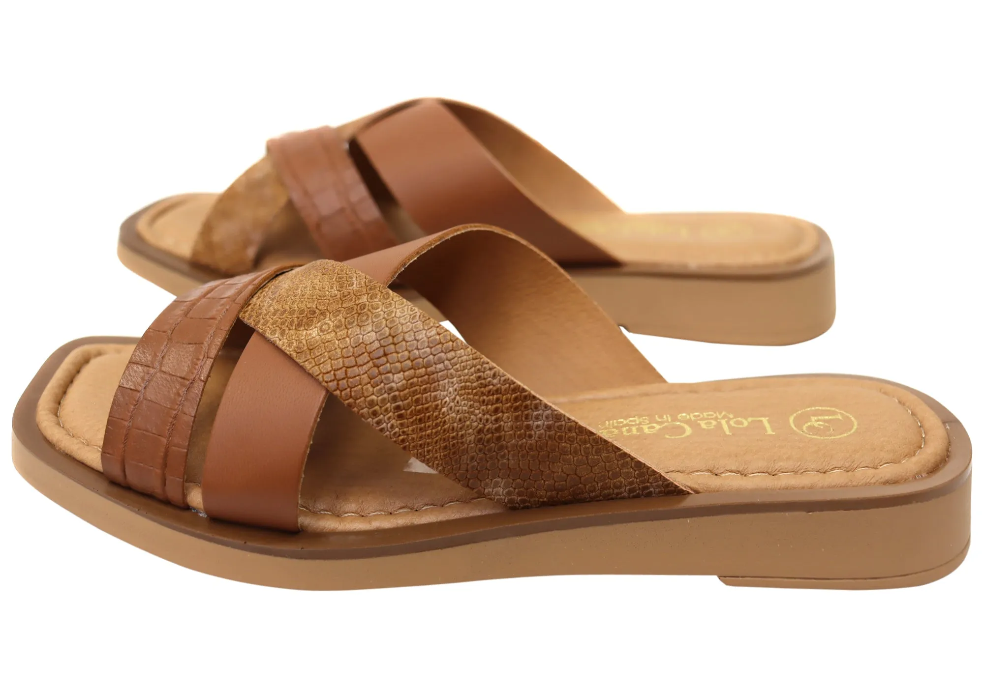 Lola Canales Nelli Womens Comfort Leather Slides Sandals Made In Spain Lola Canales Shoes