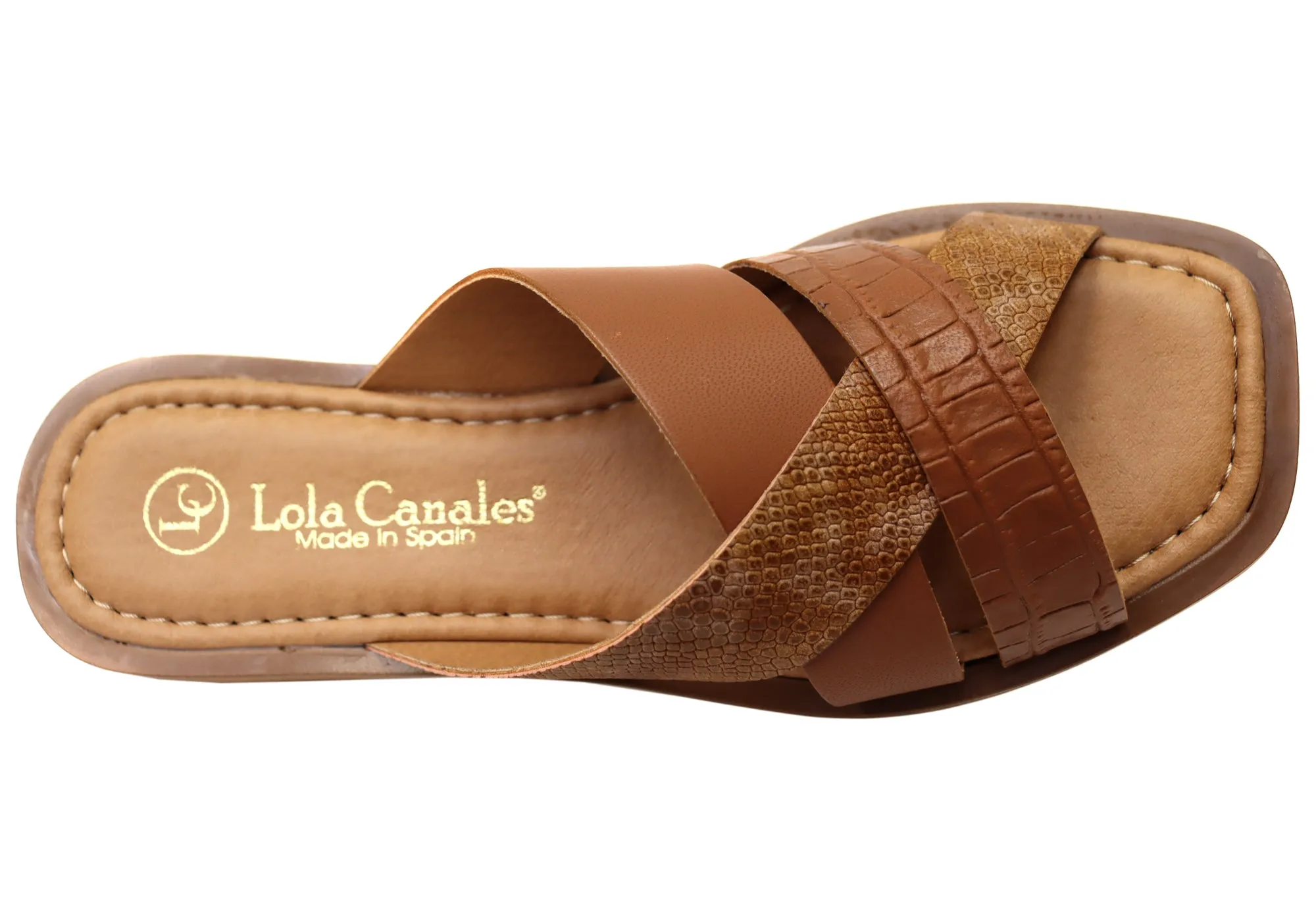 Lola Canales Nelli Womens Comfort Leather Slides Sandals Made In Spain Lola Canales Shoes