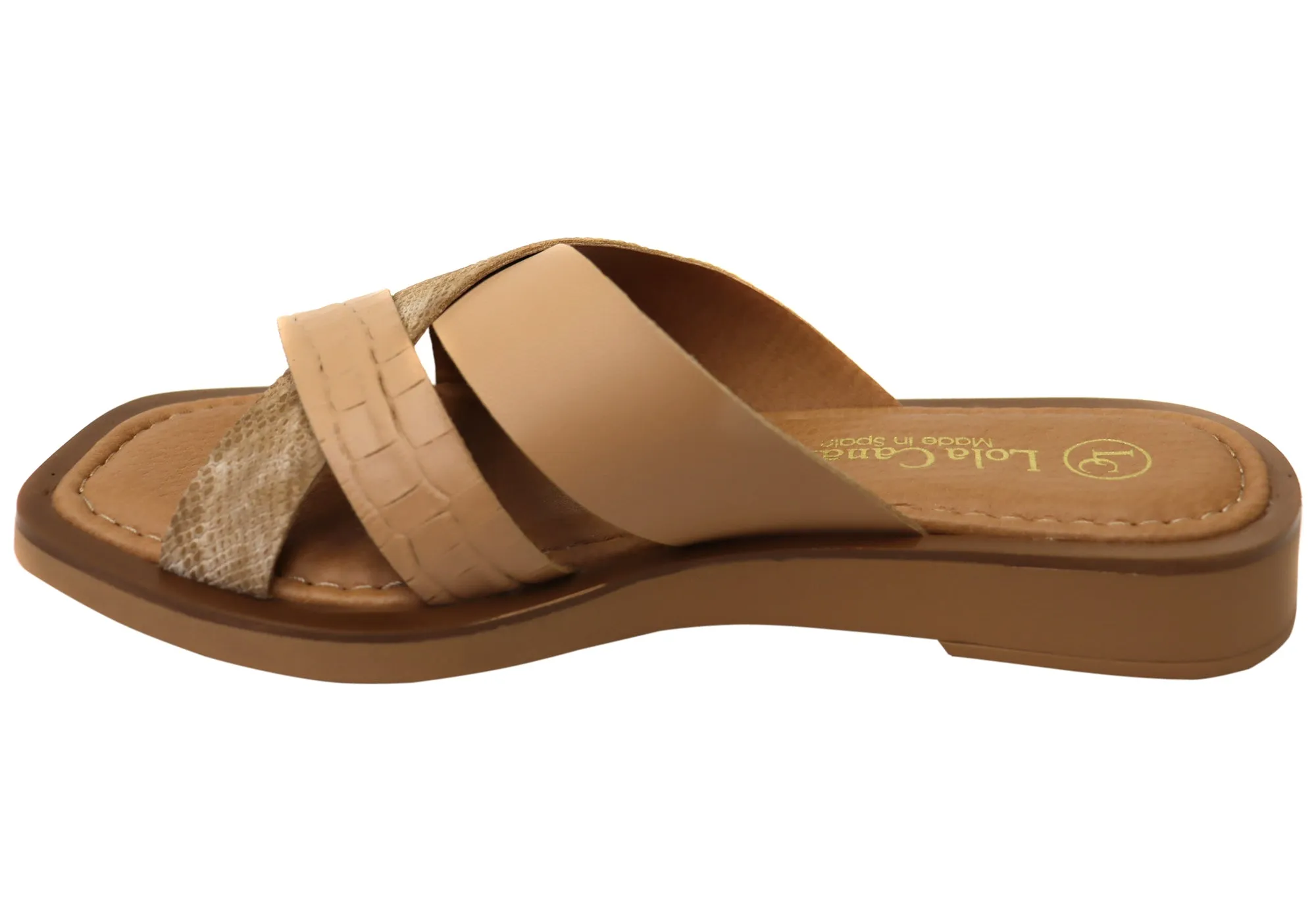 Lola Canales Nelli Womens Comfort Leather Slides Sandals Made In Spain Lola Canales Shoes