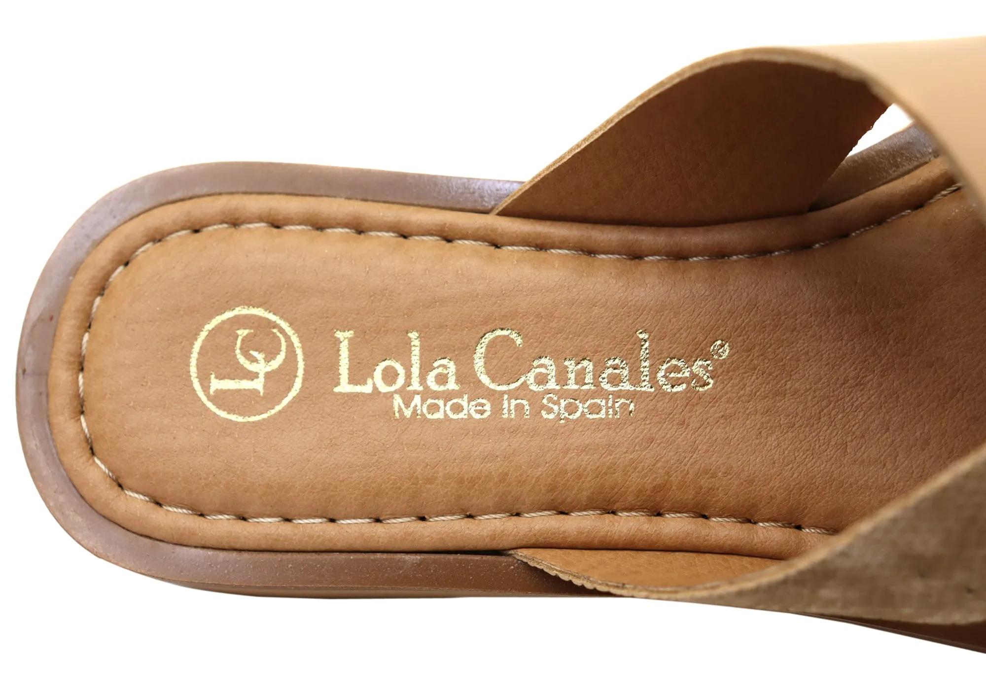 Lola Canales Nelli Womens Comfort Leather Slides Sandals Made In Spain Lola Canales Shoes