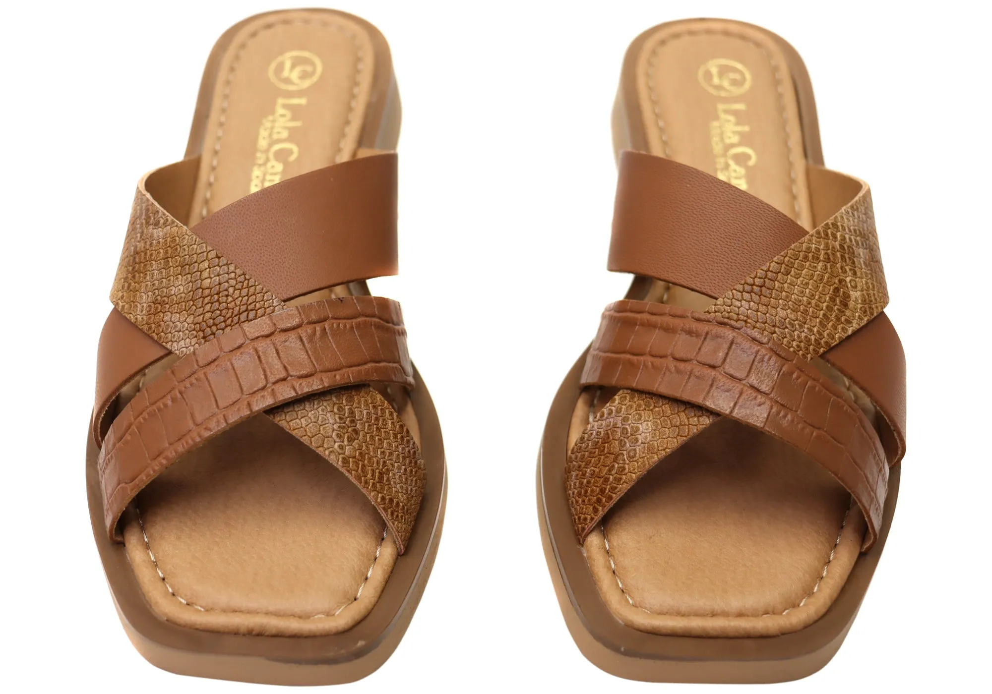 Lola Canales Nelli Womens Comfort Leather Slides Sandals Made In Spain Lola Canales Shoes